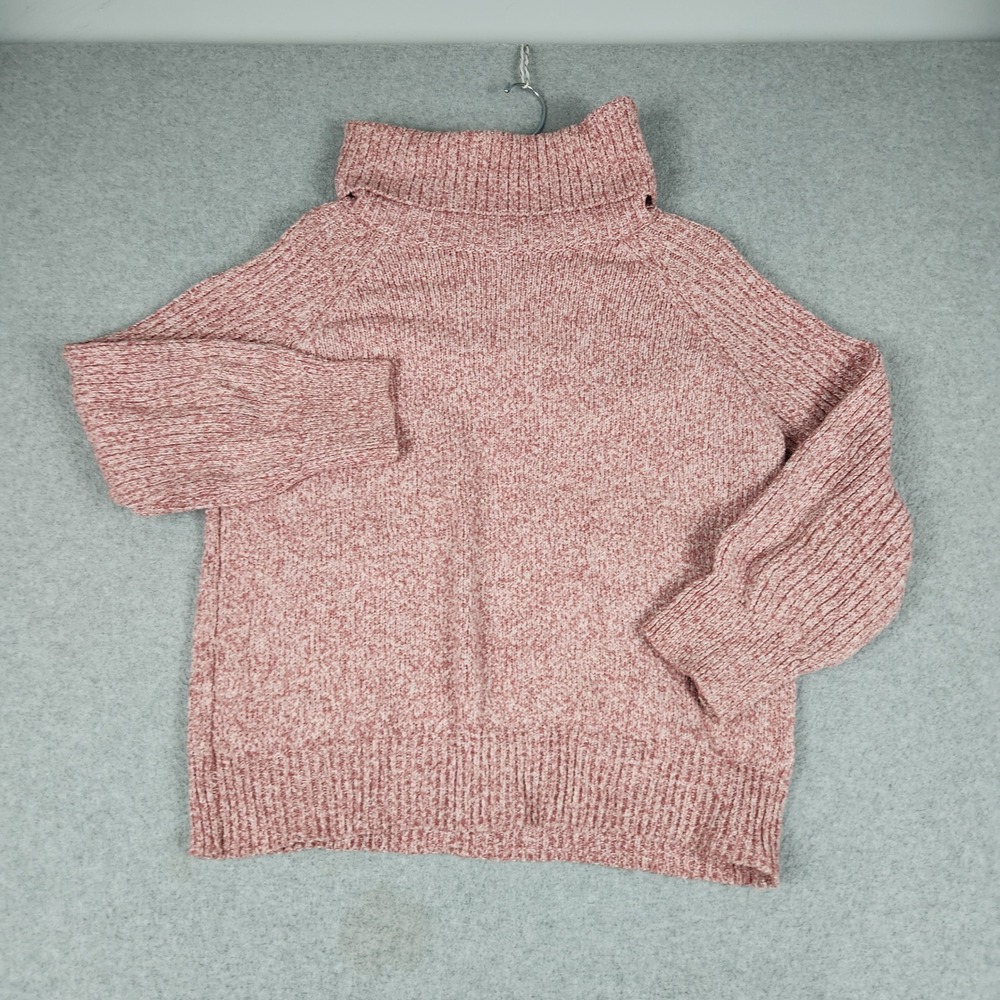 Nine West Sweater Womens Large Pink Marled Knit Relaxed Fit Turtleneck Pullover